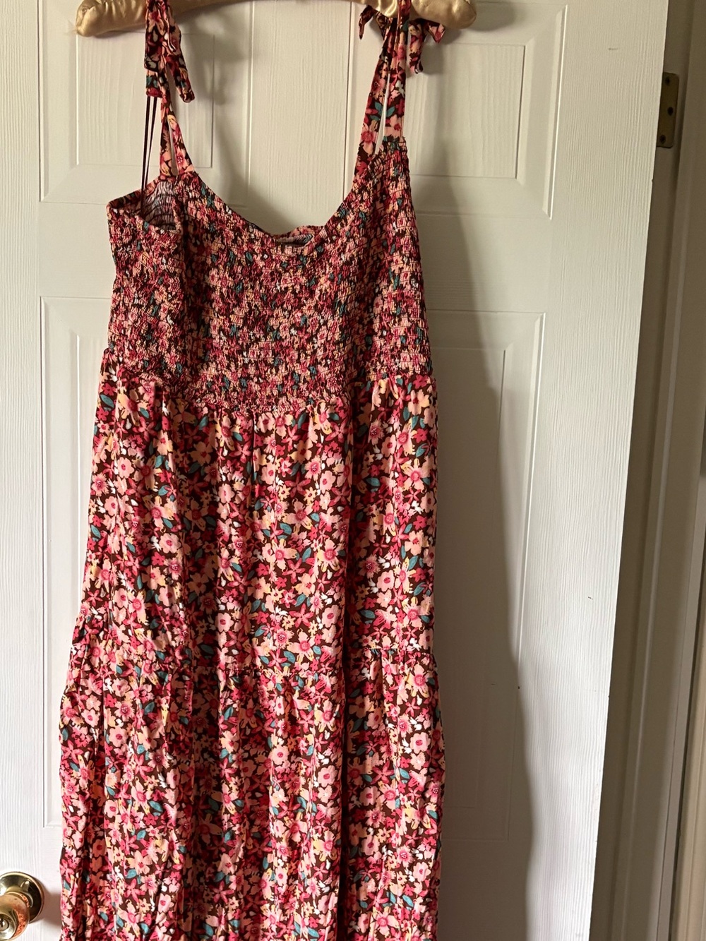 George Pink Floral Tie-Shoulder Maxi Dress